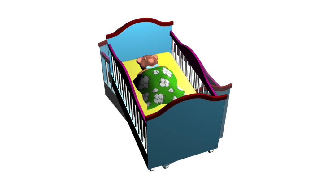 Kids Themed Video Clipart with Baby Crib and Teddy Bear